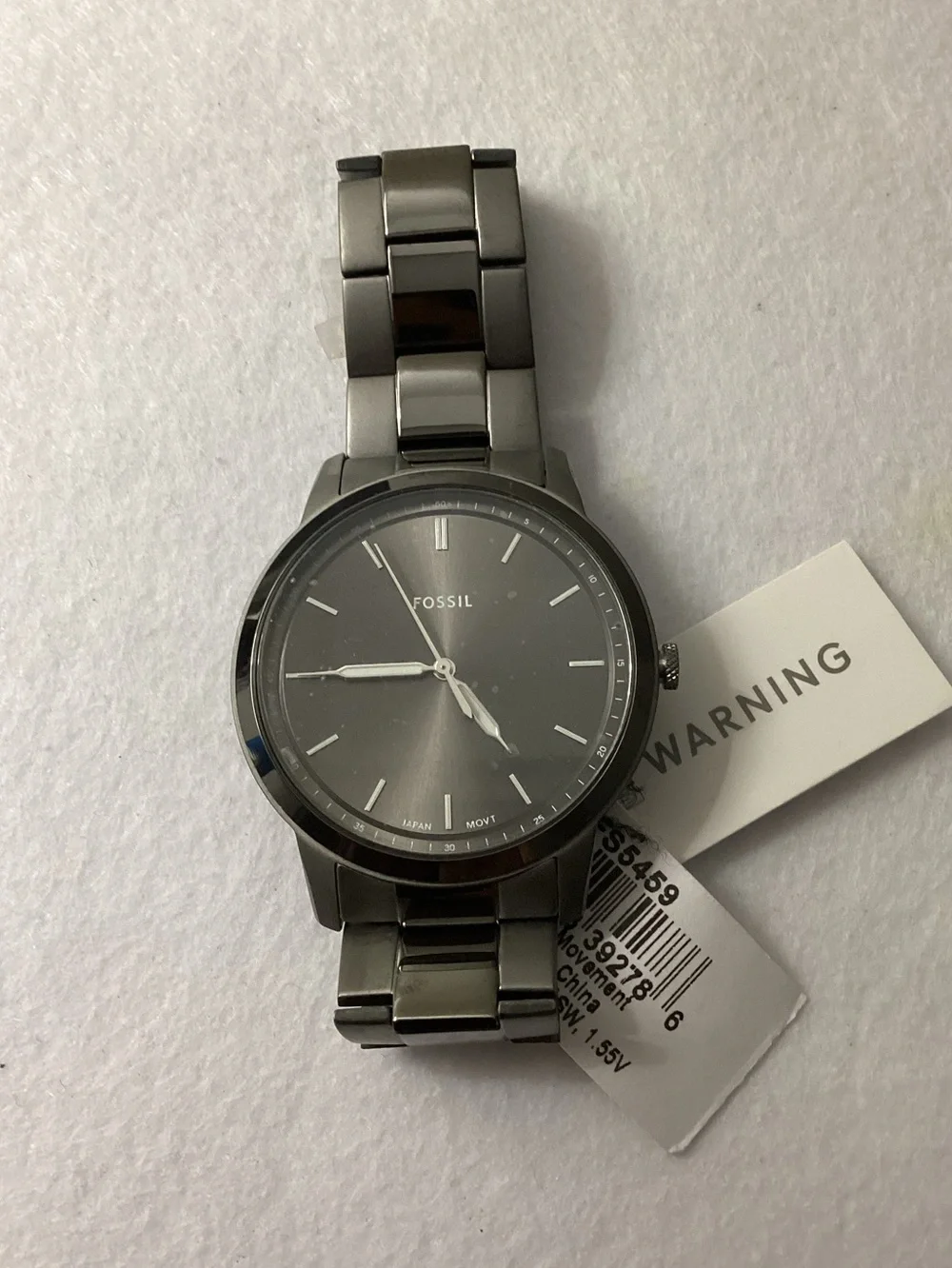 Fossil Minimalist Smoke Stainless Steel Bracelet Watch 44mm